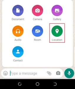 Method to share location in WhatsApp